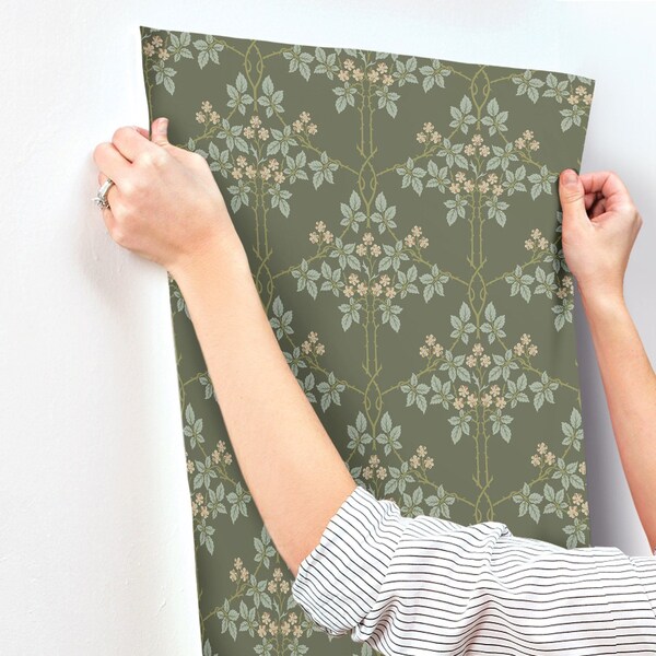 A-Street Prints Blackberry Grey Vine Trellis Wallpaper 4171-82055 - main