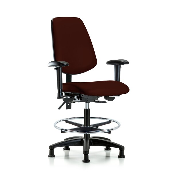 Blue Ridge Ergonomics Medium Bench Chair Adjustable Arms, 22" to 29" Height, Vinyl, Burgundy BR-VMBCH-MB-RG-T0-A1-CF-RG-8569 - main