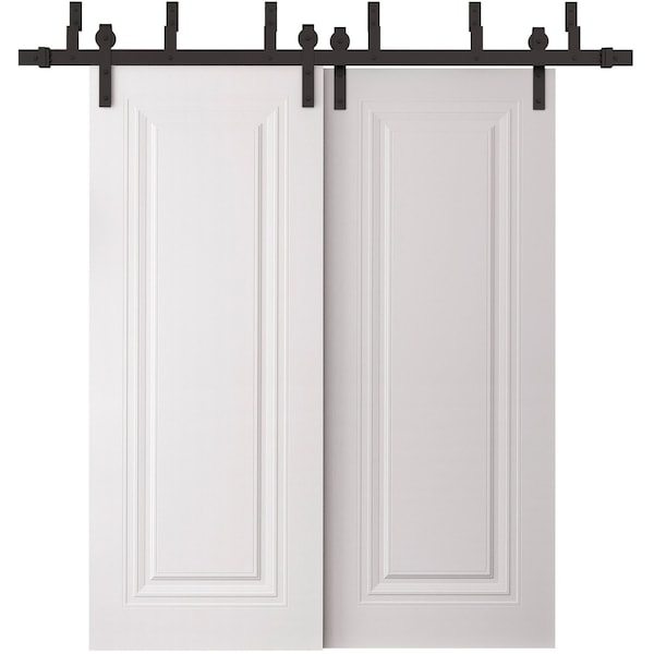 Sartodoors Sliding Closet Barn Bypass Doors 36 x 84 inches, BASIC 9111 White, 6.6ft Rails Hardware Set, Wood BASIC9111BBB-SKIN-3684 - main