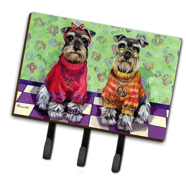 Carolines Treasures 6 x 2 x 9 in. Schnauzer Love & Peace Leash or Key Holder PPP3333TH68 - main