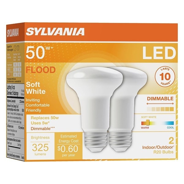 Sylvania LED Bulb, Flood/Spotlight, R20 Lamp, 35 W Equivalent, E26 Lamp Base, Dimmable, Warm White Light 73993 - main