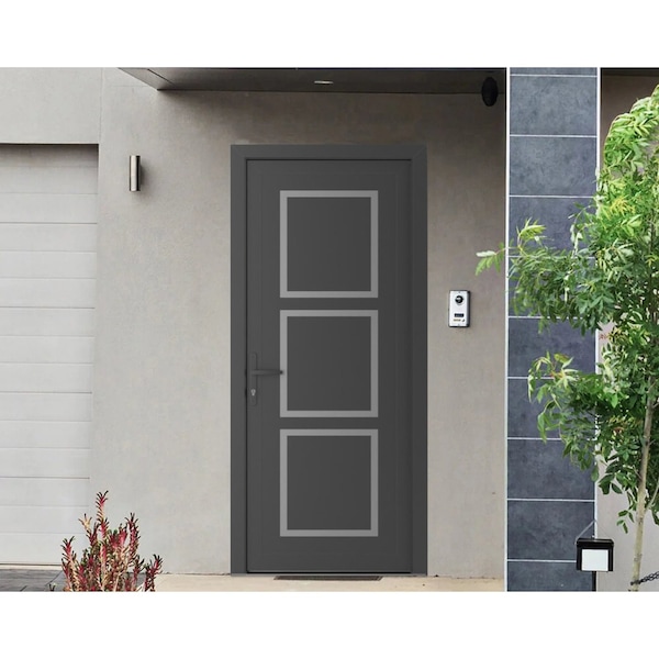 Vdomdoors Front Exterior Prehung Metal-Plastic Door, Manux 8661 Antracite Grey, Office Commercial and Residen MANUX8661EXD-ANT-W36xH80-RH - main