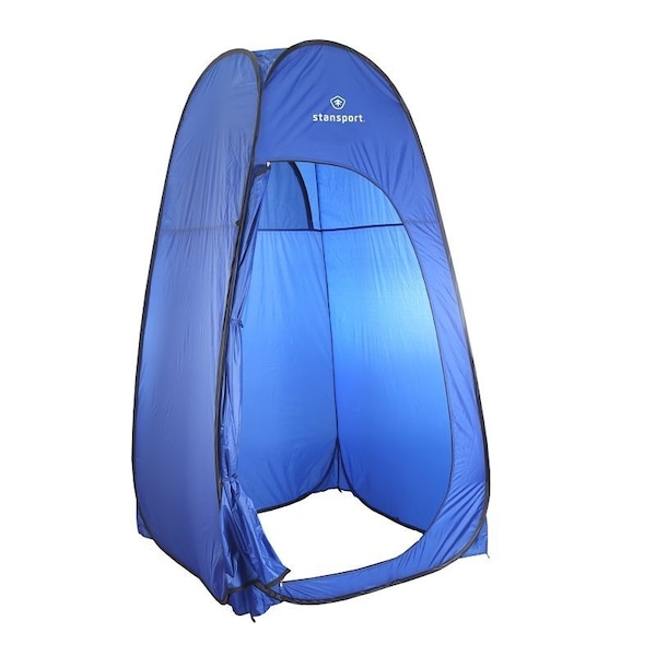 Stansport Pop-Up Privacy Shelter, 48 in L, 48 in W, 84 in H, Polyethylene Fabric, Blue Fabric 738 - main