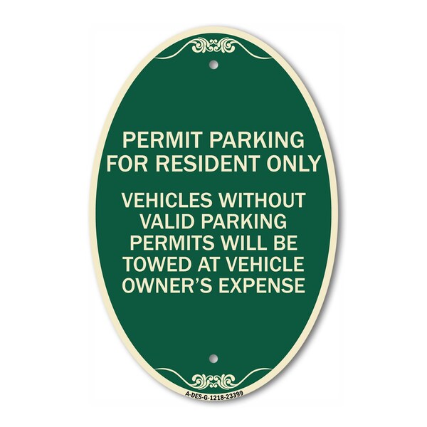 Signmission Parking Permit Sign Permit Parking for Reside, 12 In X 18 In Architectural, Heavy Gauge Aluminum A-OV-G-1218-23399 - main