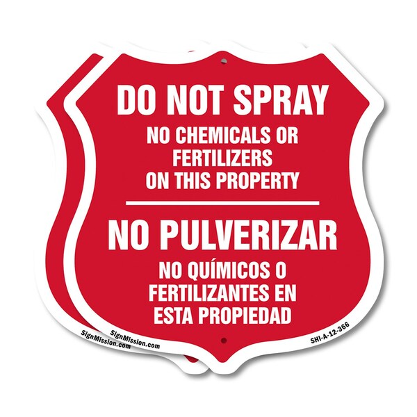 Signmission Bilingual No Spray Shield Sign Do Not Sp, 12 inch X 12 inch, Aluminum Metal Sign, 2PK SHI-A-2PACK-12-366 - main