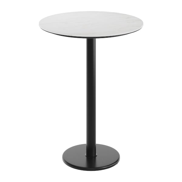Flash Furniture 31.25" RND Tabletop, Seamless Surface Technology, White Faux Marble, 18" Round Black Bar Height Base ST-RD31-WHMAR-TR18B-GG - main