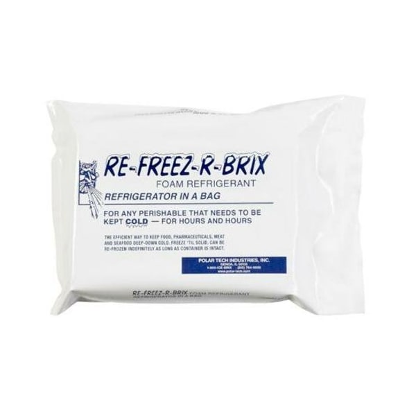 The Packaging Wholesalers Re-Freez-R-Brix Cold Bricks, 28 Oz., 7"L x 5"W x 1-1/2"H, White/Blue, 12/Pack RB28 - main