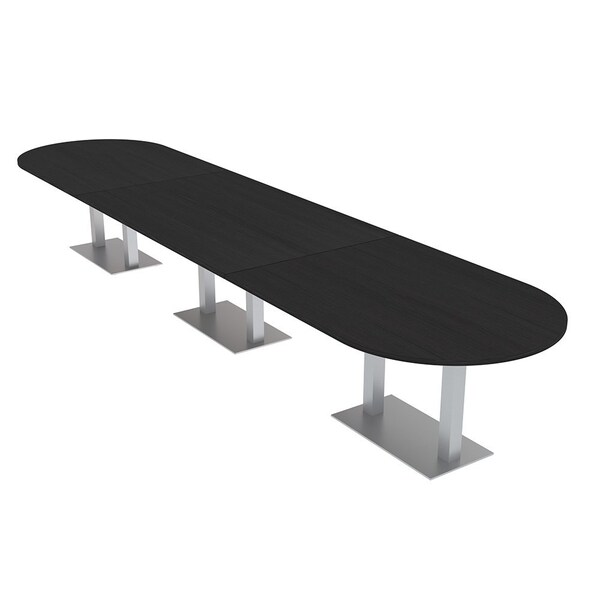 Skutchi Designs Racetrack Conference Table With Power Unit, 48 in W, 192 in L, Black HAR-RAC-48X192-DOU-U999ST19-NA - main