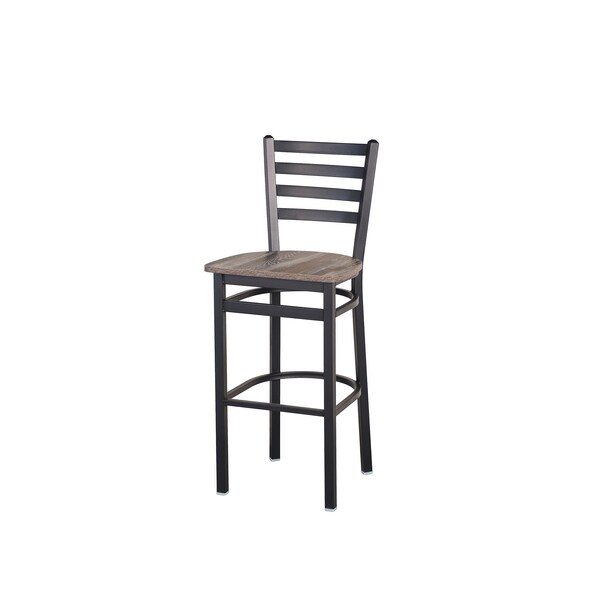 Bfm Seating Lima Ladder Back Barstool - Farm House Relic Seat - Steel Frame - Sand Black Finish 2160BFHR-SB - main