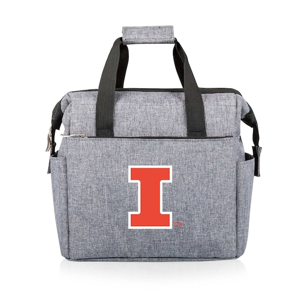 Picnic Time Family Of Brands NCAA Illinois Fighting Illini On The Go Lunch Bag Cooler - Soft Cooler Lunch Box, Heathered Gray 510-00-105-214-0 - main