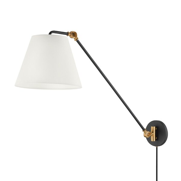 Troy Lighting Colin King X Navin 1 Light Plug-In Sconce 12.5 In. Patina Brass/Textured Black PTL2627-PBR/TBK - main