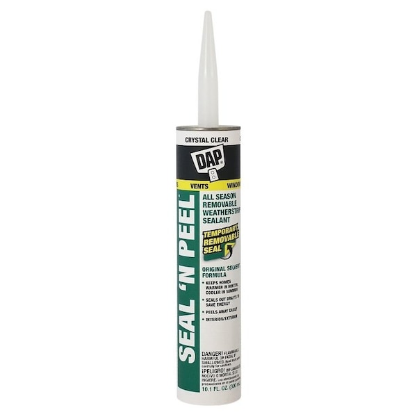Dap SealNPeel Weatherstrip Sealant, Clear, 40 to 100 deg F, 101 oz Cartridge 18351 - main