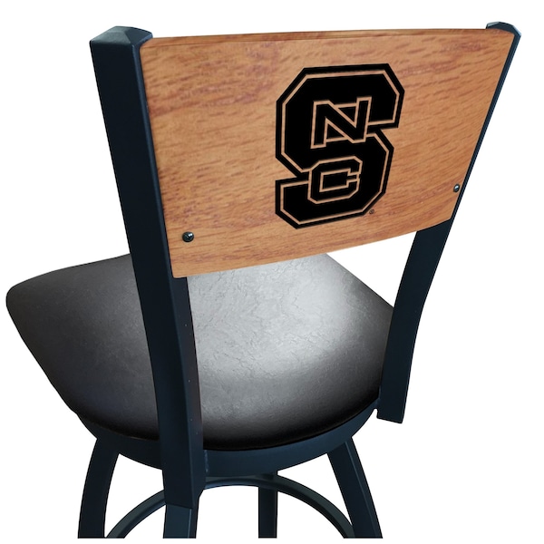 Holland Bar Stool Co 25" Blk Wrinkle North Carolina State Swivel Bar Stool, Engraved Back L03825BWMedMplANCarStBlkVinyl - main