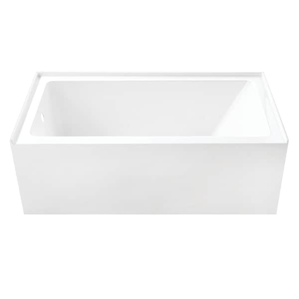 Kingston Brass 60" Acrylic Rectangular 3-Wall Alcove Tub w/ Anti-Skid Surface, Left Hand Drain Hole, Glossy White VTAP6031L22T - main