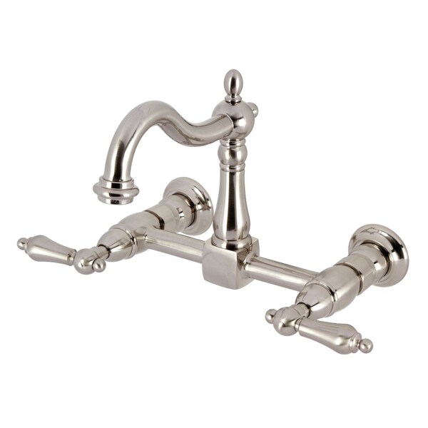 Kingston Brass Two-Handle Wall Mount Bridge Kitchen Faucet, Brushed Nickel KS1268AL - main