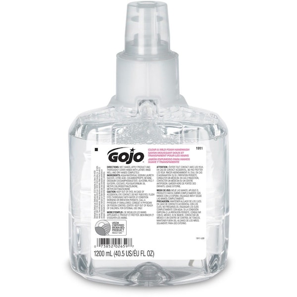 Gojo Hand Soap Refill, Series LTX-12, 1,200 mL, Foam, Fragrance Free, 2 PK 1911-02 - main