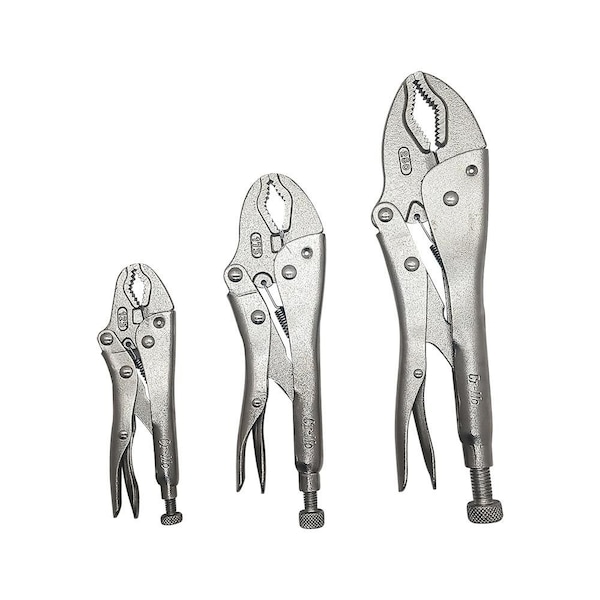 Superior Steel 5 Inch, 7 Inch & 10 Inch Vise Grip Curved Jaw & Nose Locking Plier Set PL5710S - main