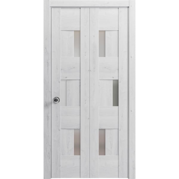 Vdomdoors Sliding Closet Bi-fold Doors White Solid Core Modern Interior SETE6933BF-NOR-64 x 80 (2* 32x80) - main