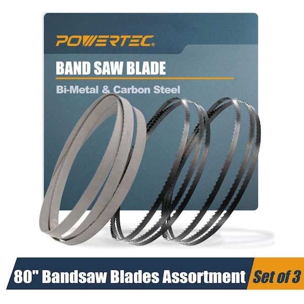 Powertec 80" Bi-Metal & Carbon Steel Band Saw Blades, Craftsman 22432, 9HT2433N 9HT23331N 12" Bandsaw 13712 - main