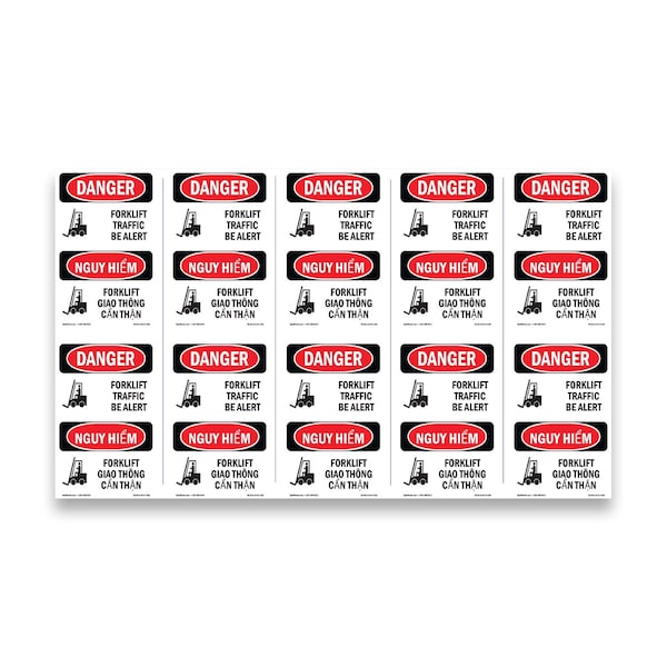 Signmission Safety Sign, OSHA Danger, 5" Height, Forklift Traffic Bilingual, 10PK OS-DS-D-35-VV-1265-10PK - main