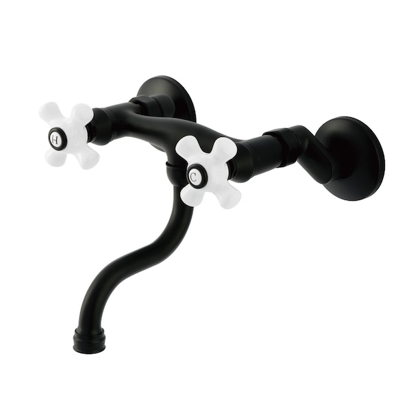 Kingston Brass Double-Handle Wall Mount Bathroom Faucet, Matte Black KS2110PX - main