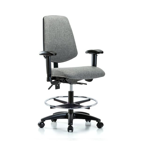 Blue Ridge Ergonomics Fab Med Bench Chair, Bk, CF, Cast, Gry, 6-Way Adjustable, 22" to 29" Height, Gray BR-FMBCH-MB-RG-T0-A1-CF-RC-F44 - main