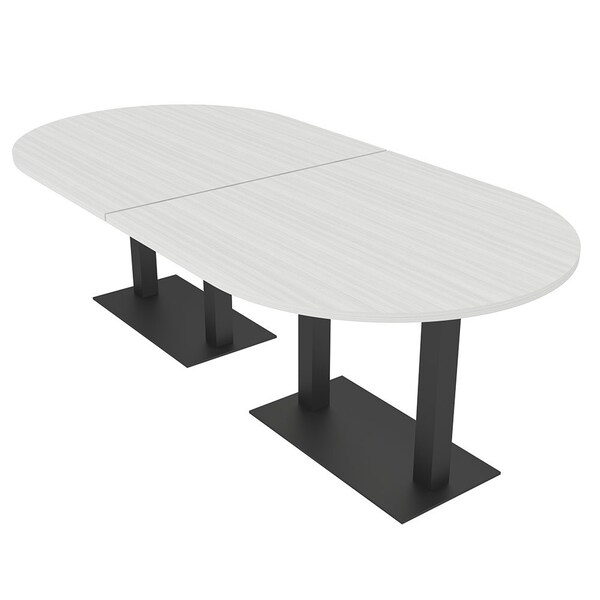Skutchi Designs Racetrack Conference Table With Power Unit, 48 in W, 96 in L, White HAR-RAC-48X96-DOU.BK-WA7976-NA - main