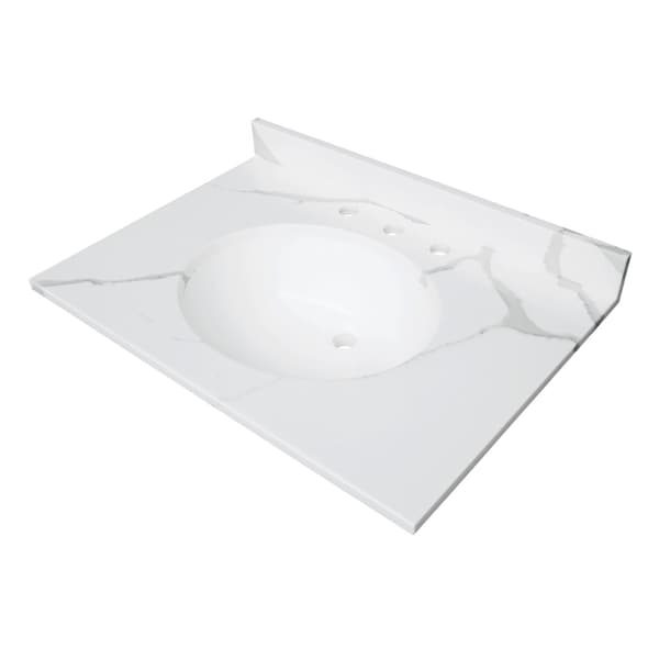 Kingston Brass 31-Inch Solid Surface Vanity Top, 8" Faucet Drillings KVPB3122L38 - main