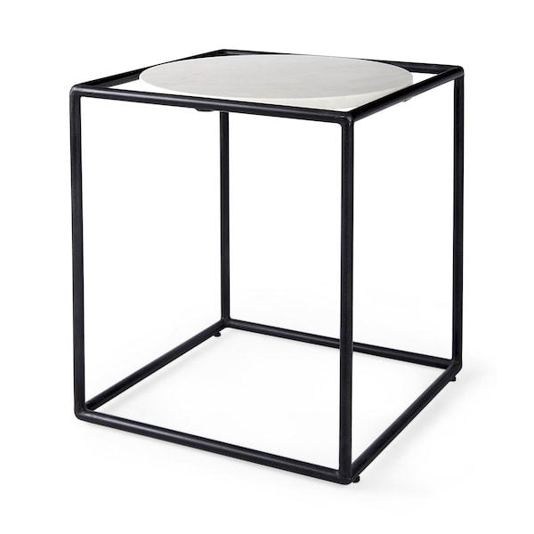 Homeroots 22" Black Marble Round End Table 393200 - main