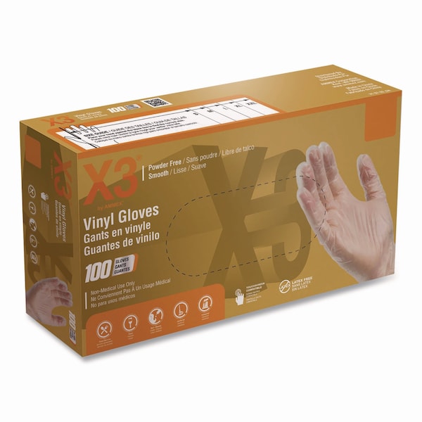 Ammex Industrial Vinyl Gloves, Small, Clear, 100PK GPX342100 - main