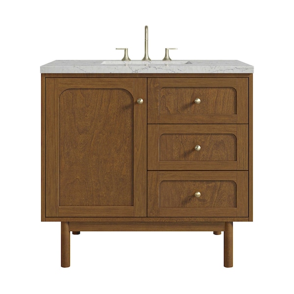 James Martin Vanities Laurent 36" Single Vanity, Honey Oak w/ 3 CM Eternal Jasmine Pearl Silestone Top 545-V36-HNO-3EJP - main