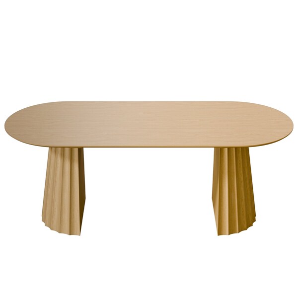 Homeroots 79" Brown Solid Wood Double Pedestal Base Oval Dining Table 720463 - main