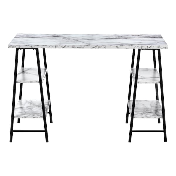 Homeroots 47" White and Black Wood and Metal Sled Computer Desk 489848 - main