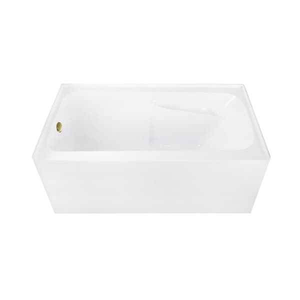Kingston Brass 54" Acrylic Rectangular 3-Wall Alcove Tub Combo w/ Armrests in Glossy White/Antique Brass CVTAP543023L3 - main
