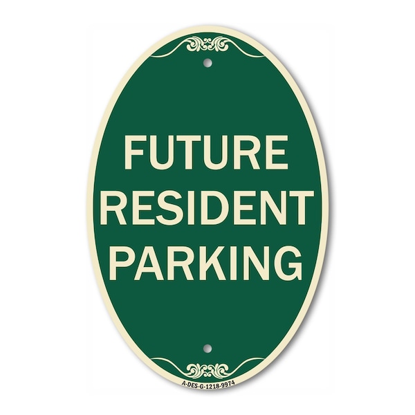 Signmission Future Resident Parking Green & Tan, 12 Inch X 18 Inch Architectural Oval, Heavy Gauge Aluminum A-OV-G-1218-9974 - main
