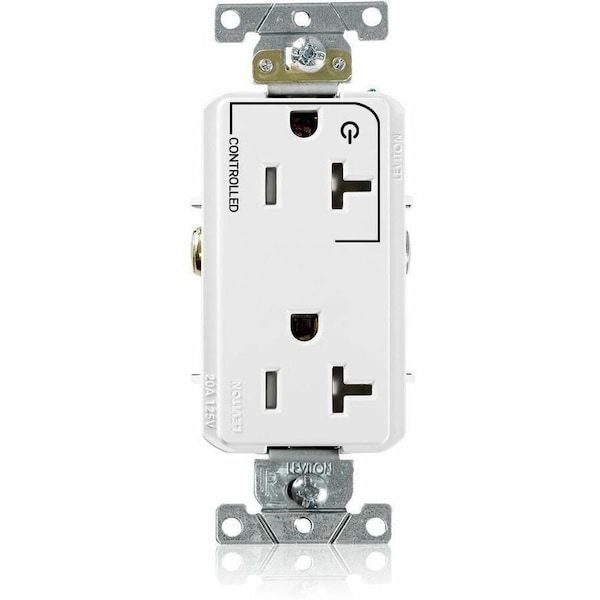 Leviton Dec Plus Rec 20A 125V TR 1Mrk-Ctrl Wht TDR20-S1W - main