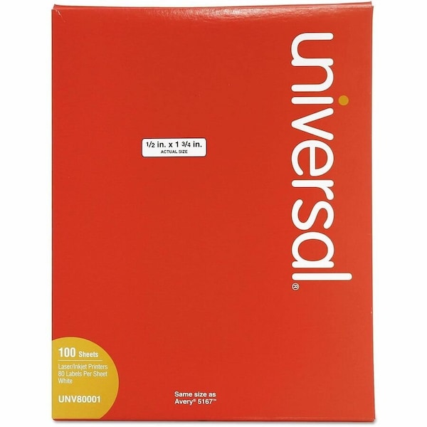 Universal LABEL, DT, .5X1 3/4,8000, WH, 100PK UNV80001 - main
