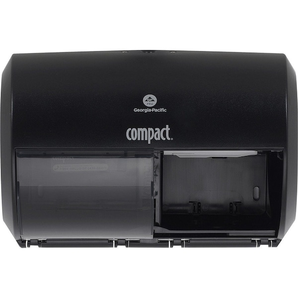 Georgia-Pacific Toilet Paper Dispenser, Compact, Horizontal Double Roll, Coreless, Wall Mount, Black 56784A - main