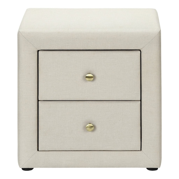 Homeroots 21" Beige Wood Two Drawer Nightstand 489770 - main