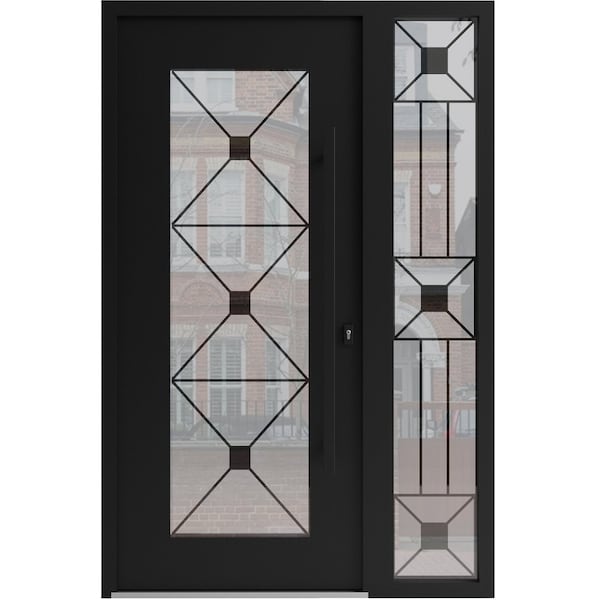 Vdomdoors Aluminum Door Iron 1655 Black Entry Steel Metal Classic Painted 48 x 80 (36+12 x 80)-Left Inswing IRON1655EXD-BLK-W36+12xH80-LH-I - main