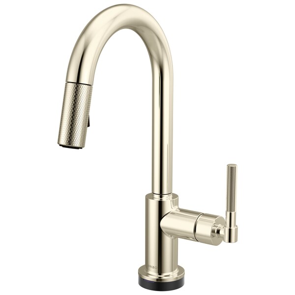 Brizo Litze Smarttouch Pull-Down Prep Faucet with Arc Spout, Knurled Handle Polished Nickel 64943LF-PN - main