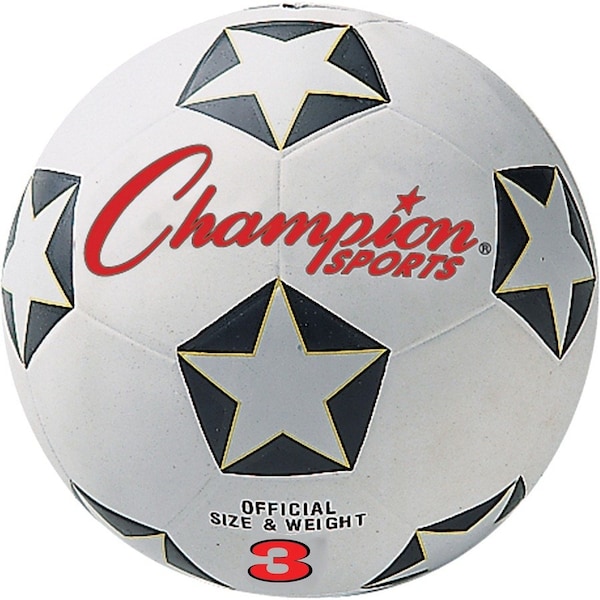 Champion Sports Rubber Sports Ball, For Soccer, No. 3 Size, White/Black SRB3 - main