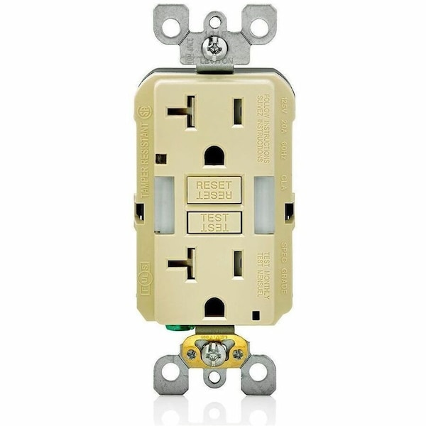 Leviton Self-Test GFCI Receptacle, Combination with Light, 20 Amp, 125 Volt, 5-20R NEMA GFNL2-I - main