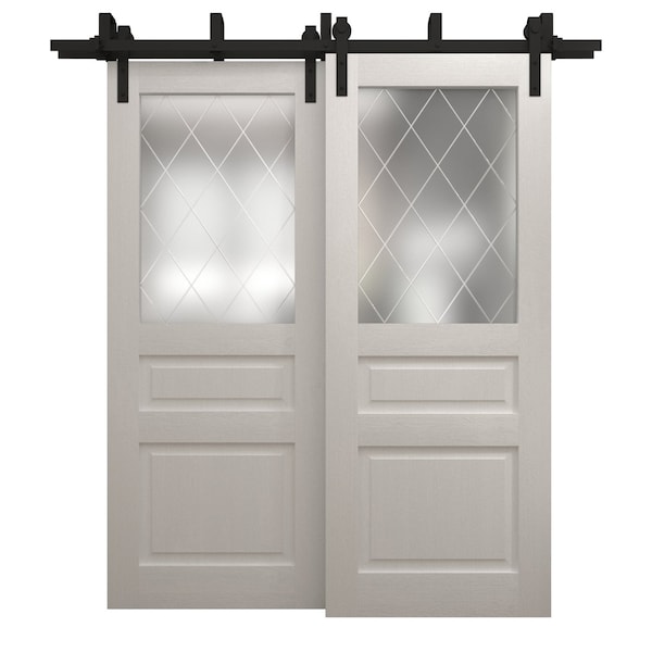 Sartodoors Sliding Closet Barn Bypass Doors 36 x 80 inches, Ego 5011 Painted White Oak, Modern 6.6ft Rails Ha EGO5011BBB-PWO-36 - main