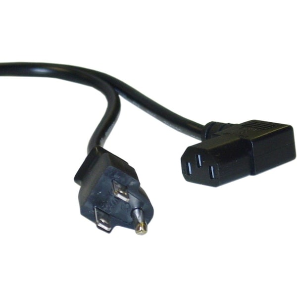 Cable Wholesale Right Angle Computer / Monitor Power Cord, Black, NEMA 5-15P to Right Angle C13, 10 Amp, 18 AWG, 10W1-06206 - main