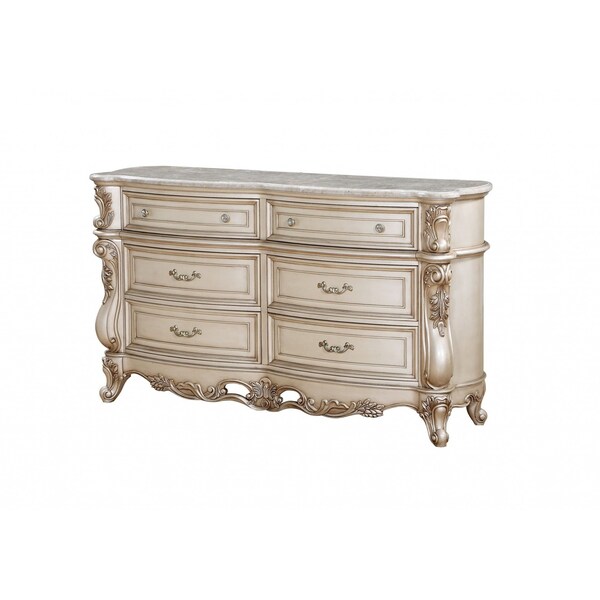 Homeroots 21" Beige Solid Wood Double Dresser 347176 - main