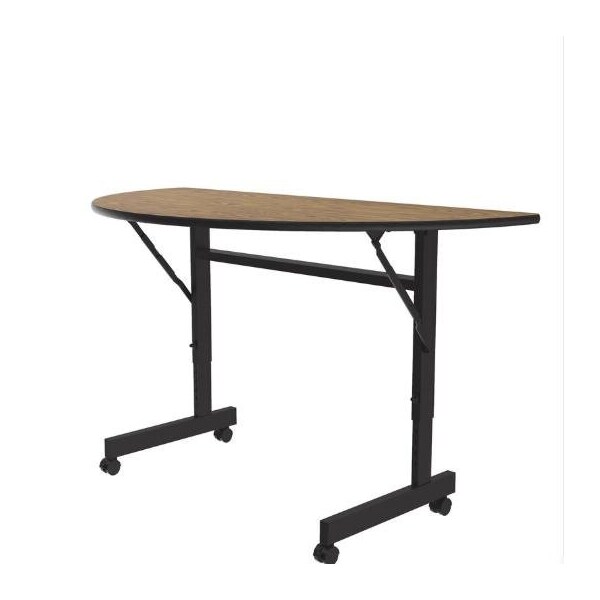 Correll Half Round Econoline TFL Flip Top Table, 48 in W, 23 in to 31 in H, Particleboard Top, Medium Oak FTM2448TFHR-06 - main