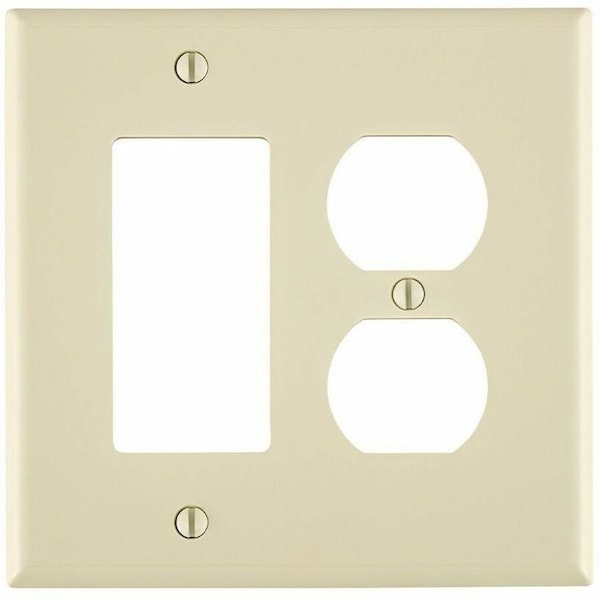 Leviton Combination Wallplate, Midway Size, Gang 2, Ivory PJ826-I - main