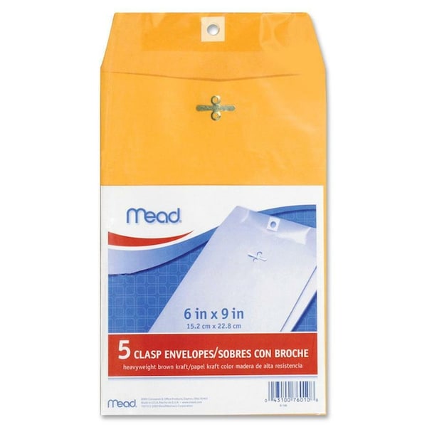 Mead 6 in. W X 9 in. L A10 Brown Envelopes 5 pk 76010 - main
