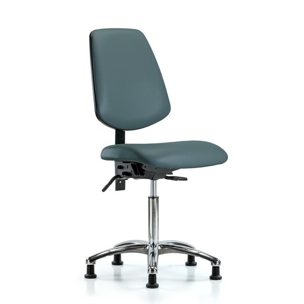 Blue Ridge Ergonomics Bench Chair, Vinyl, Med, Bk, Glds, Blu, No Arms, 22" to 29" Height, Colonial Blue BR-VMBCH-MB-CR-T1-A0-NF-RG-8546 - main